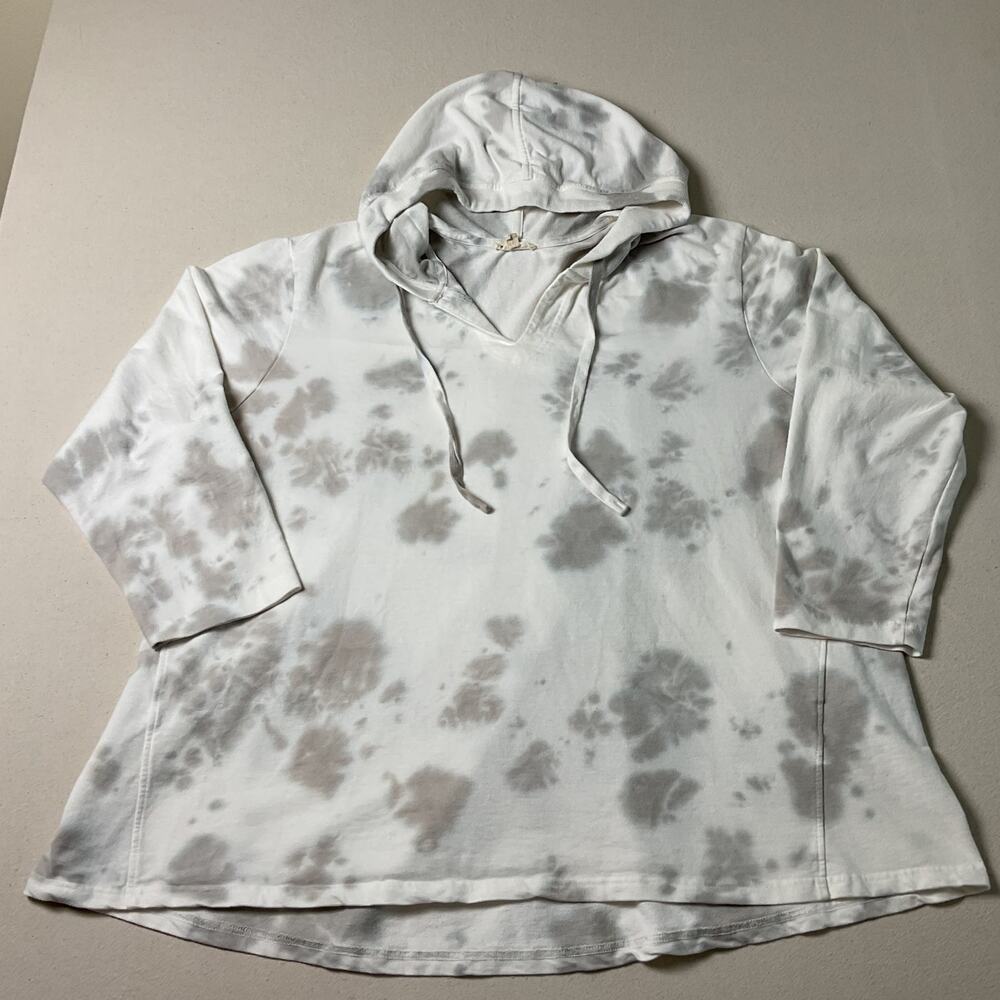 Jane Delancey Womens Size 3X Long Sleeve Hoodie White Gray Tie Dye
